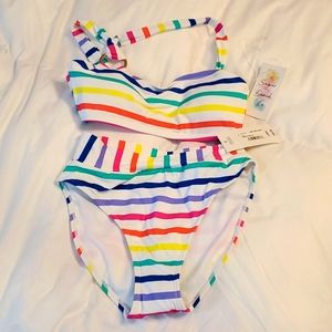 Sugar Beach Bikini sz XS, multi strips color